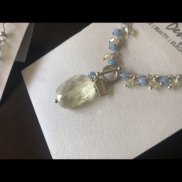 Handmade Citrine Blue Agate Necklace set - Picture 4 of 7